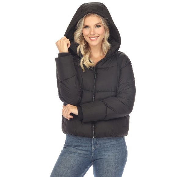 White Mark Jackets & Blazers - Women's Full Front Zip Hooded Bomber Puffer Jacket